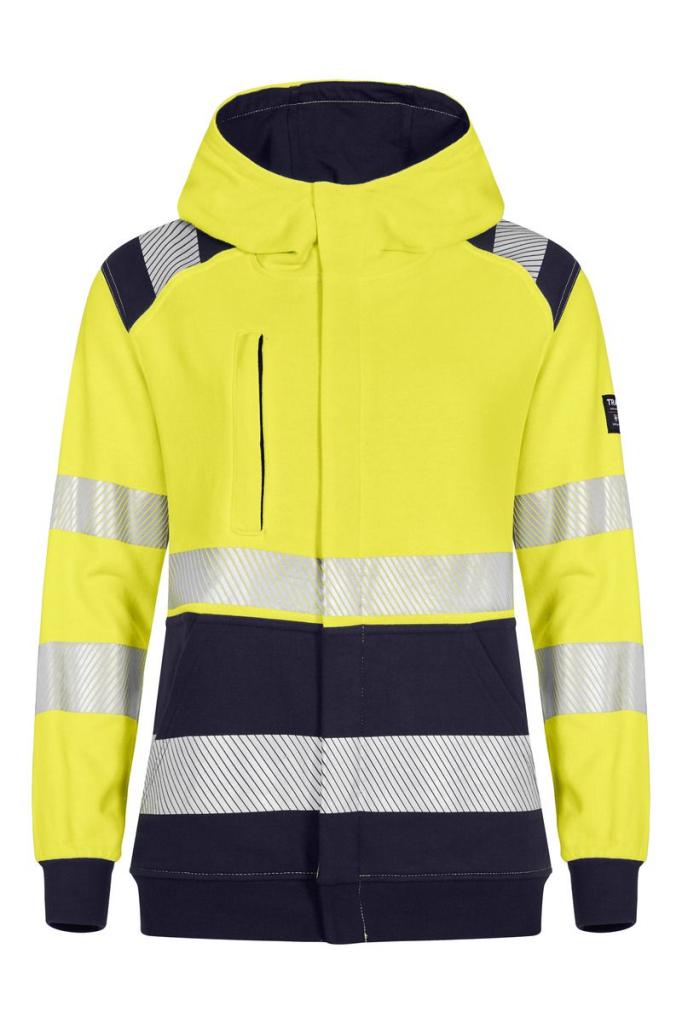VLAMVERTRAGENDE DAMES SWEATER VEST MET CAPUCHON
