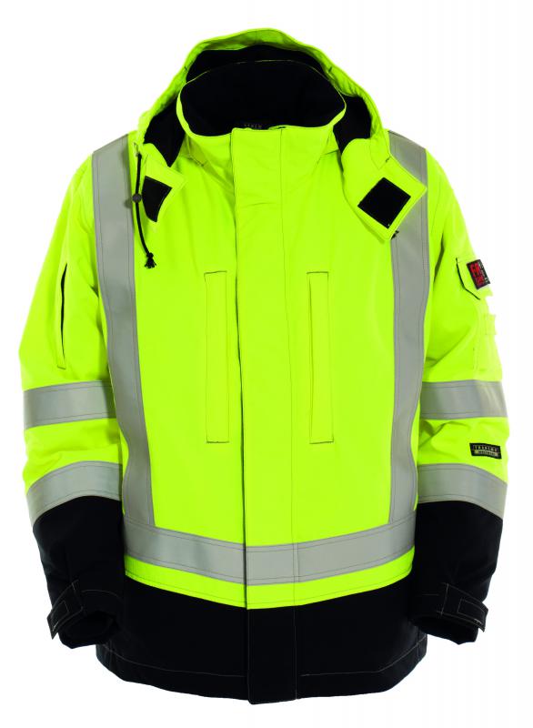 Vlamvertragend hi-vis winterjack met capuchon