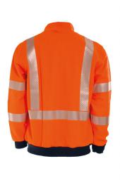 Vlamvertragende hi-vis sweater met korte rits aan de voorzijde